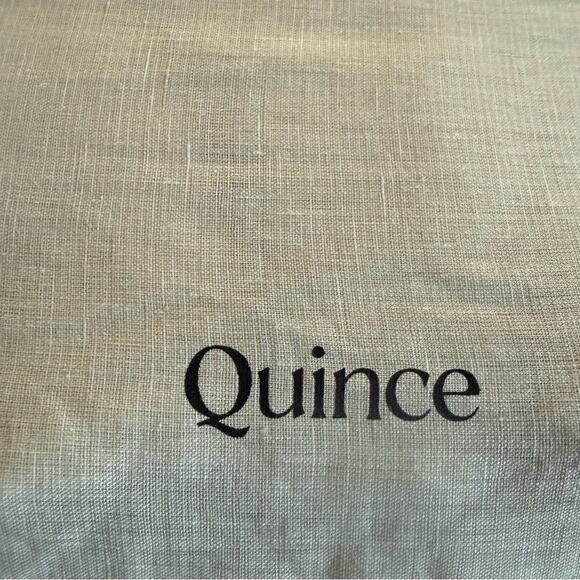 Quince European Linen Duvet Cover Set Natural Mini Pinstripe Size Queen - Picture 8 of 15